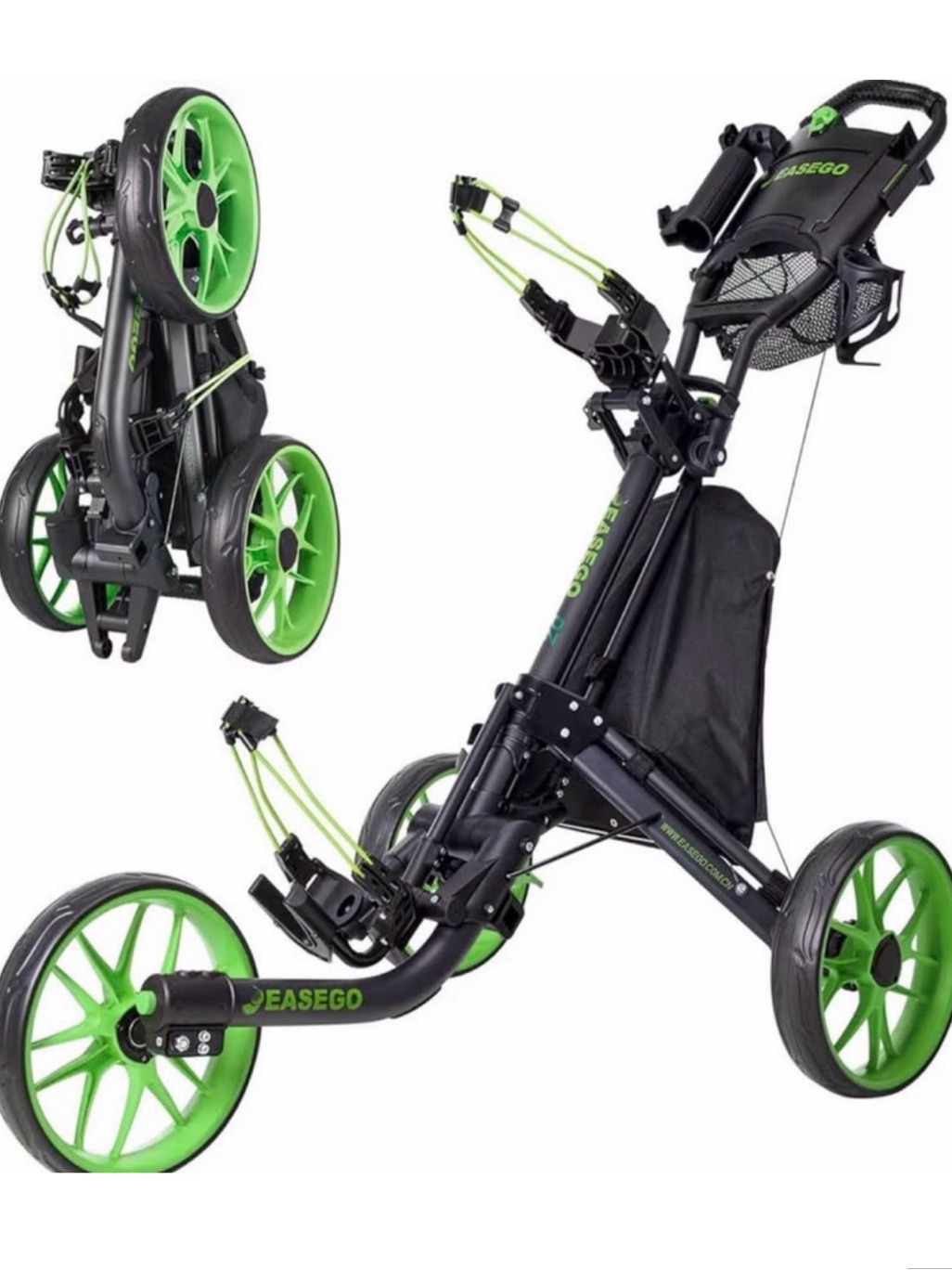 Golf Push Cart Black And Bright Green